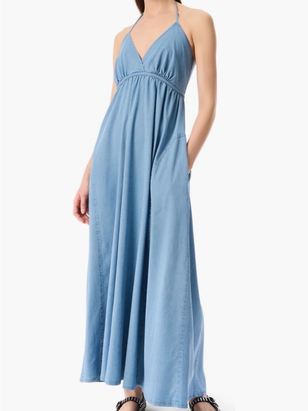 Robert Rodriguez Light Blue Halter Maxi Dress